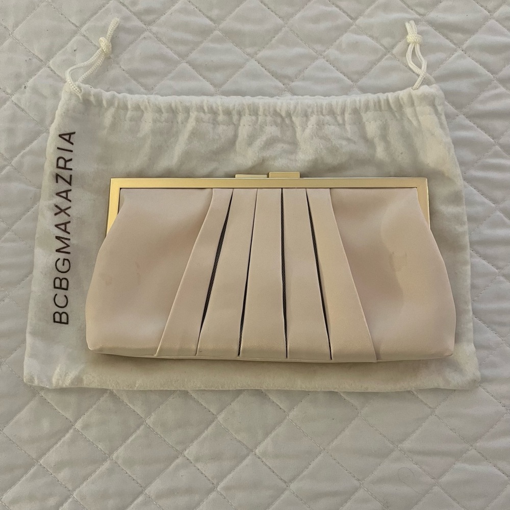 BCBG satin clutch with chain